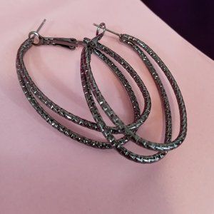Duo Hoop Gunmetal Earrings